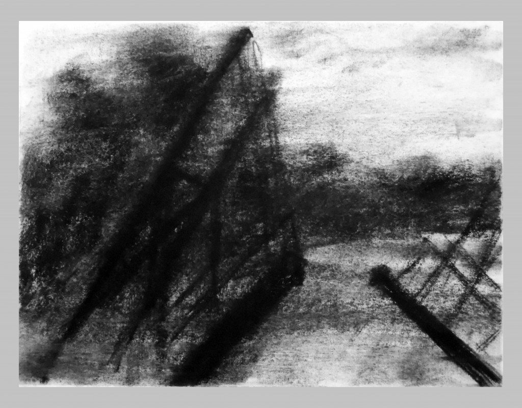 Arles,Pont Van Gogh,szén,papir,27x36 cm. 2014 II